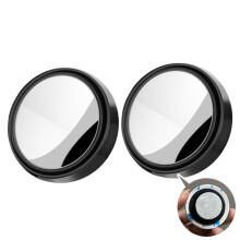 (2 pcs black B) New 2 Pcs Car Suction Cup Mount Auxiliary Rearview Mirror 360 Degree Rotating