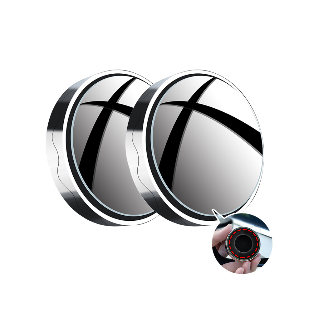 (Sliver Suction Cup A) New 2 Pcs Car Suction Cup Mount Auxiliary Rearview Mirror 360 Degree Rotating 9486291531705