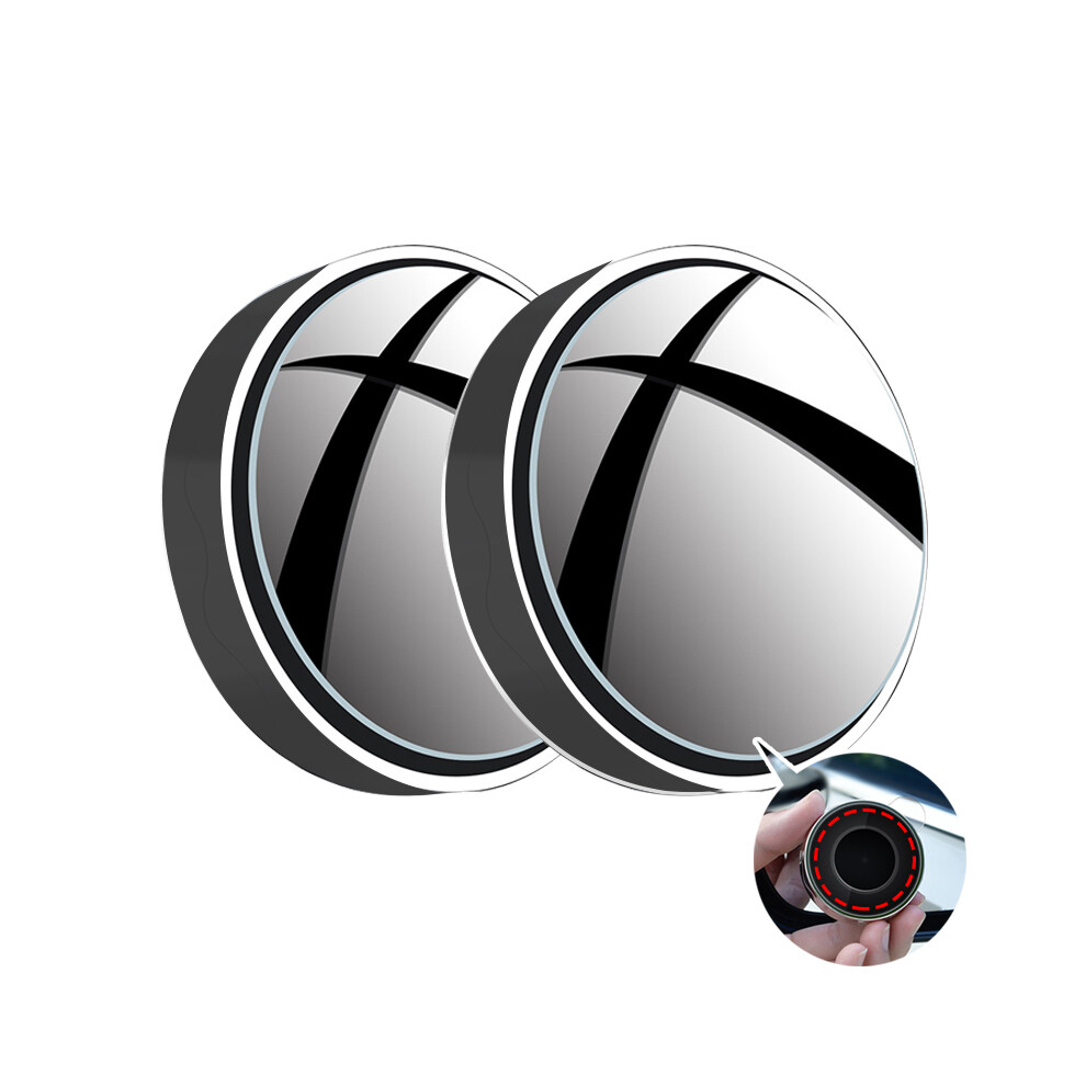 ( Suction Cup A) New 2 Pcs Car Suction Cup Mount Auxiliary Rearview Mirror 360 Degree Rotating Black 9486291531699