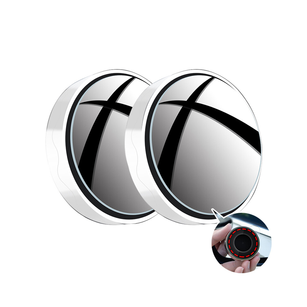 ( Suction Cup A) New 2 Pcs Car Suction Cup Mount Auxiliary Rearview Mirror 360 Degree Rotating White 9486291531712