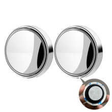 (2 pcs silver B) New 2 Pcs Car Suction Cup Mount Auxiliary Rearview Mirror 360 Degree Rotating