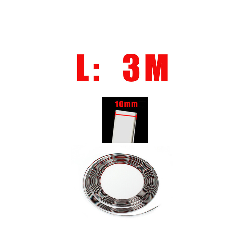 (10Mm X 3M) Pvc Universal Body Side Mouldings Chrome Plated Strip Side Skirt Front 9486291516481