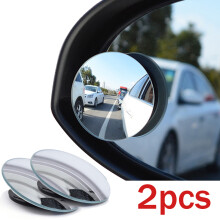 (2pcs round mirror) Car Interior Auxiliary Blind Spot Mirror 360 Wide-Angle Adjustable HD