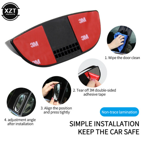 (Silver) Universal Car Rear View Mirror Wide-angle Blind Spot Mirror B Pillar Rear 2