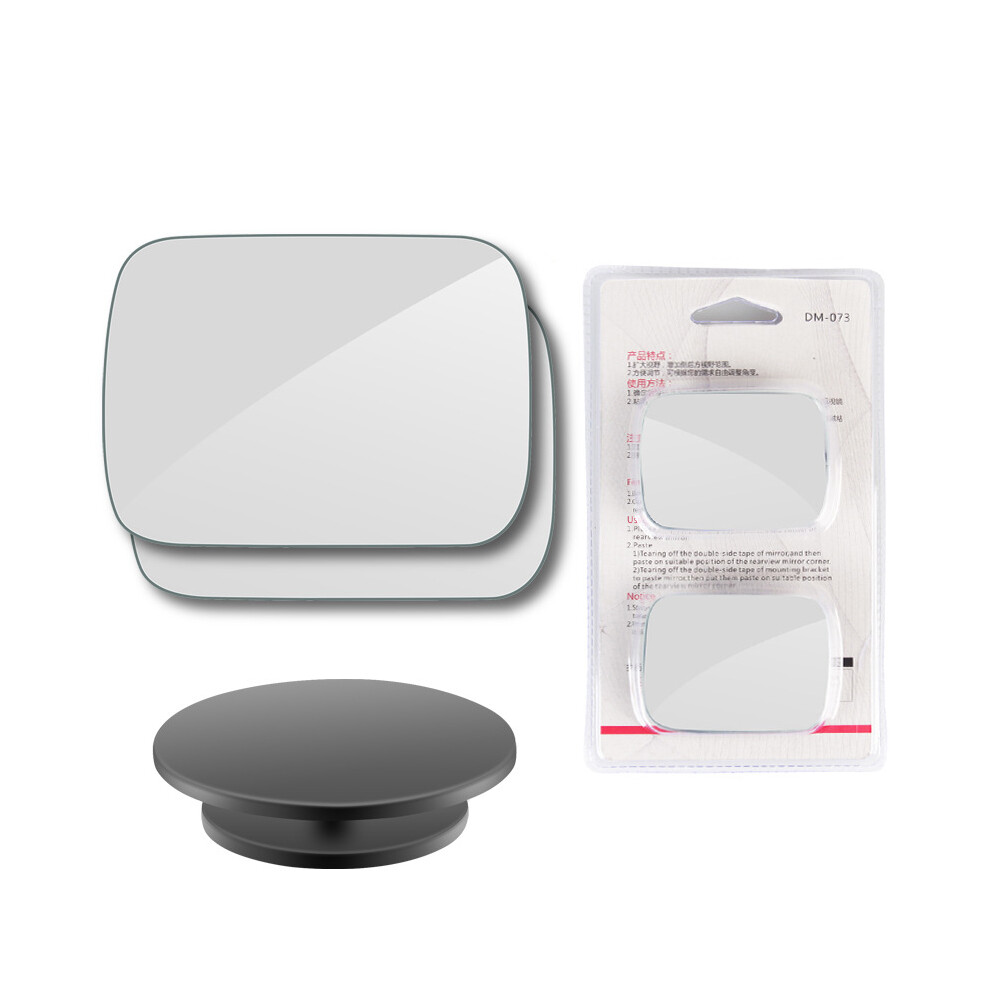 (2Pcs Square) Car Auxiliary Blind Spot Mirror Interior 360 Degree Adjustable Hd Rimless 9486291534393