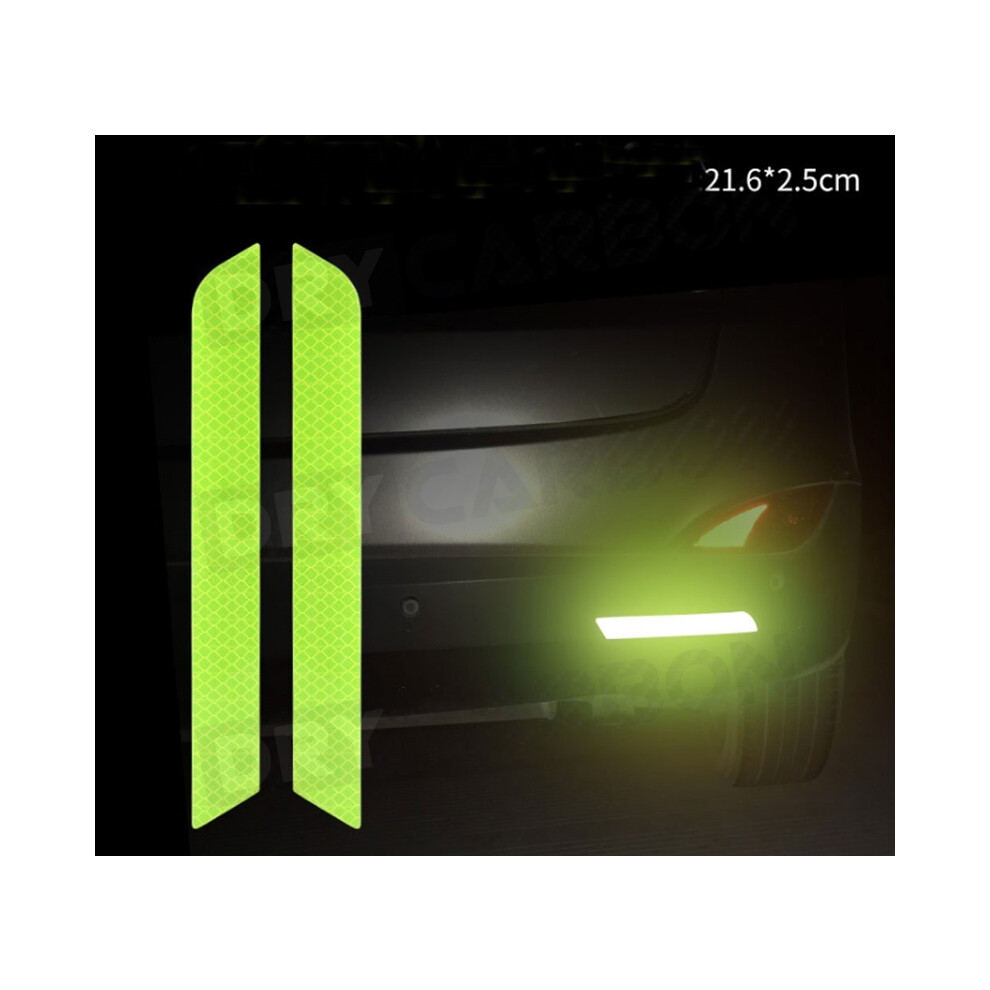 (2Pcs ) Car Bumper Reflective Warning Strip Stickers Wheel Rim Eyebrow Warn Green/Light 9486291516696