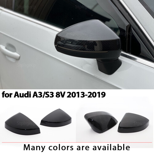 (Carbon pattern) Replacement Side Mirror Cap Covers for Audi A3 S3 8V RS3 Glossy Pearl 1
