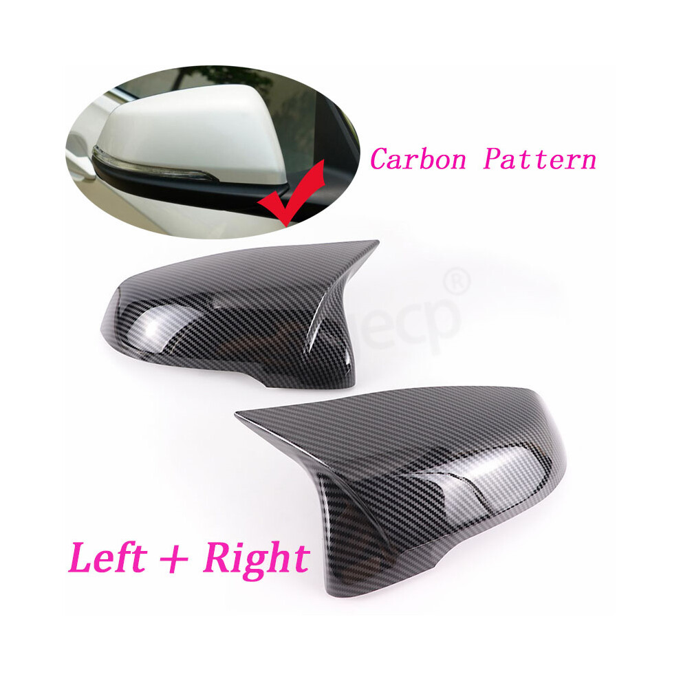 (Carbon Pattern-2Pcs) Carbon Fiber Style Rearview Side Mirror Cover Caps For Bmw X1 F48 Black 9486291543241