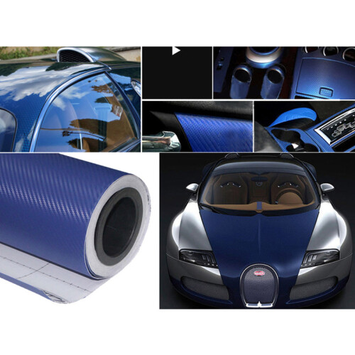 (type2 dark blue) Carbon Fiber Vinyl Film 3D Solid Small Texture High Gloss Car Wrap Roll 2