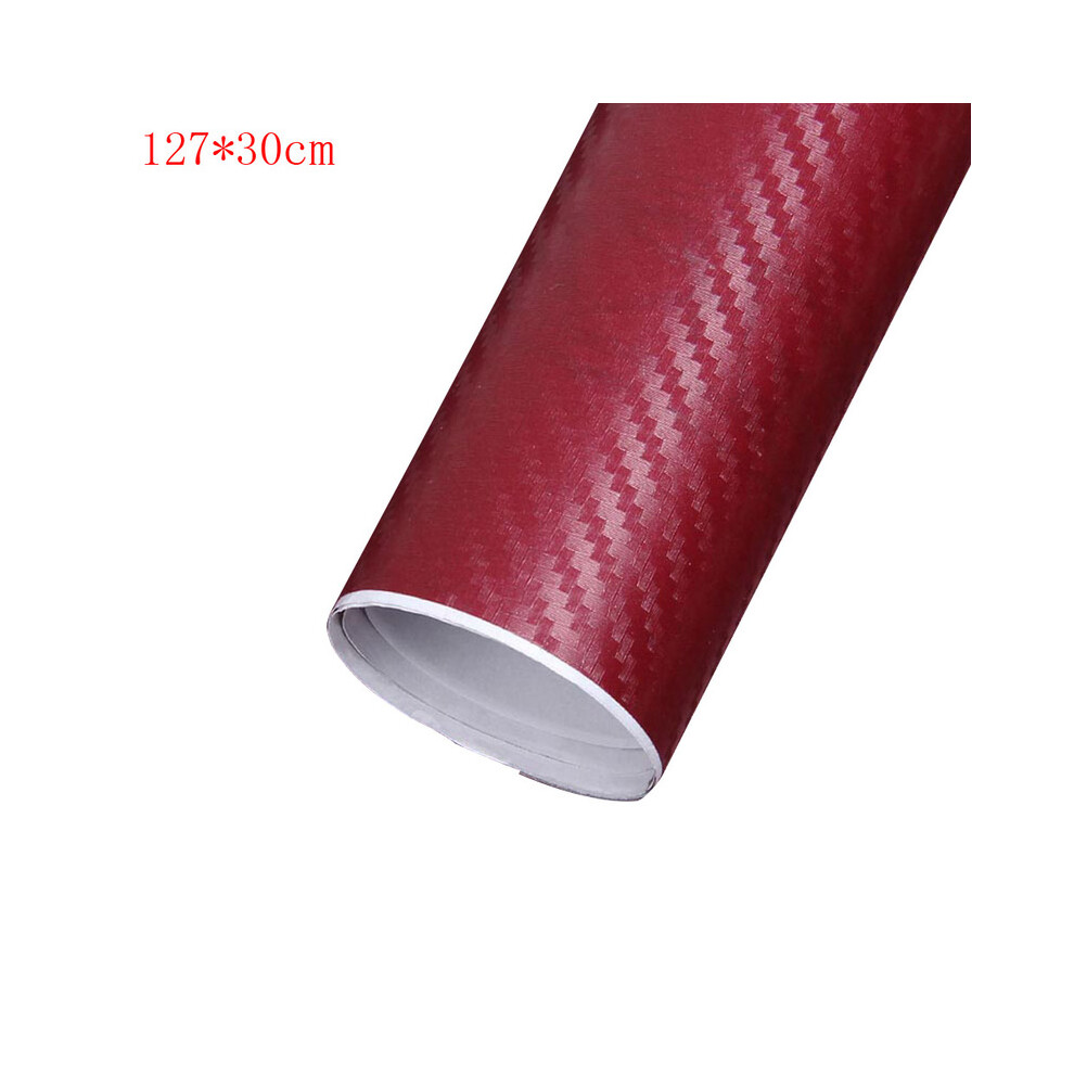 (Type2 Wine) Carbon Fiber Vinyl Film 3D Solid Small Texture High Gloss Car Wrap Roll 9486291517778