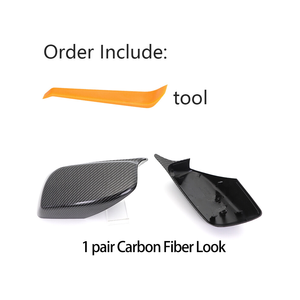(Carbon Fiber Look) Carbon Fiber Look Rearview Side Mirror Cover Caps For Bmw 5 Series Black 9486291548383