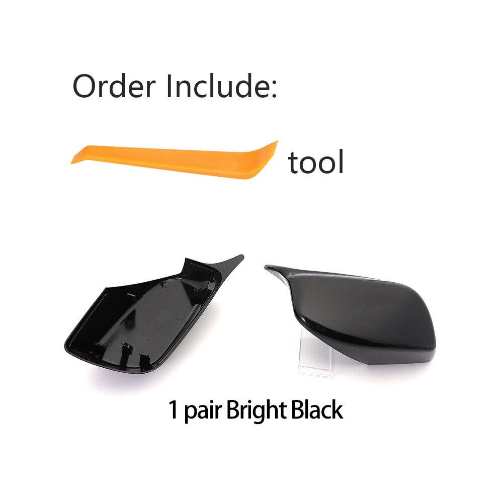 (Black) Carbon Fiber Look Rearview Side Mirror Cover Caps For Bmw 5 Series Black 9486291548376