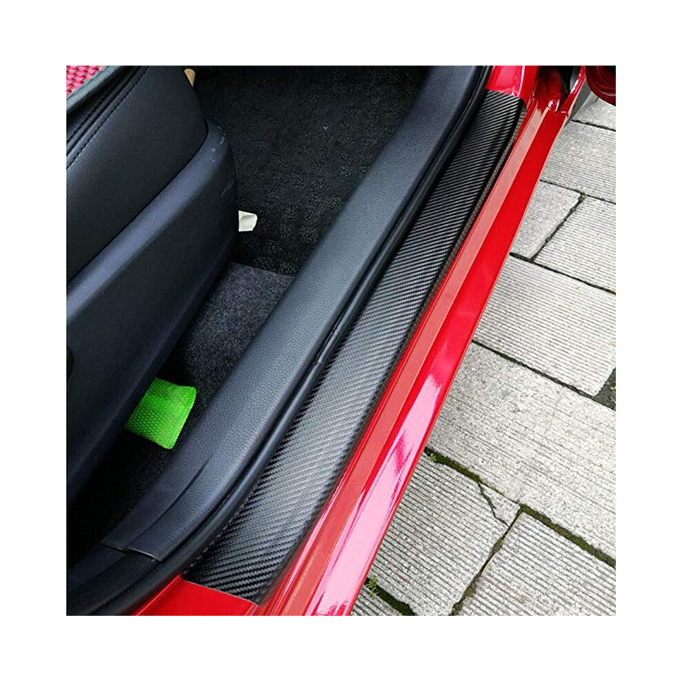 4Pcs Car Door Sill Protector Door Sill Scuff Plate Carbon Fiber Stickers 9486291516443