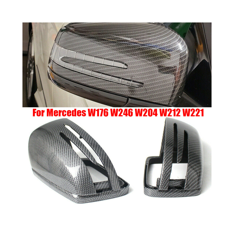 Carbon Fiber Side Mirror Cover Cap Add On For Benz W204 W212 W218 W176 9486291554681