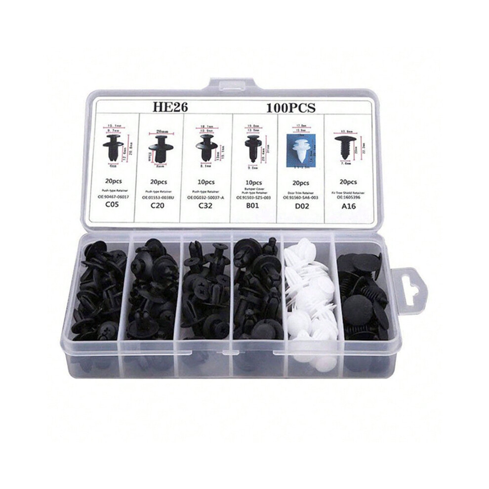 100Pcs Auto Fastener Clip Kit Fender Rivet Clips Car Body Push Retainer 9486291560385