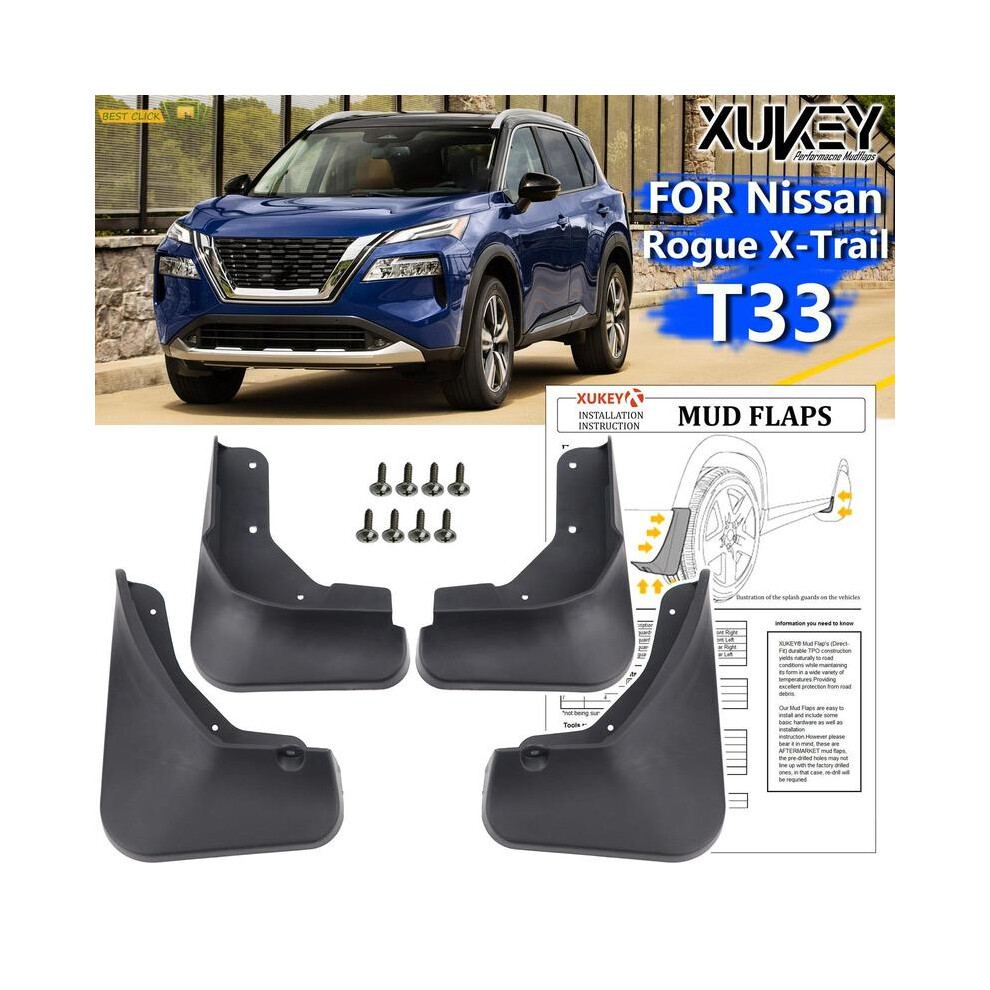 4Pcs Set Molded Front Rear Car Mud Flaps For Nissan Rogue X-Trail T33 9486291562877