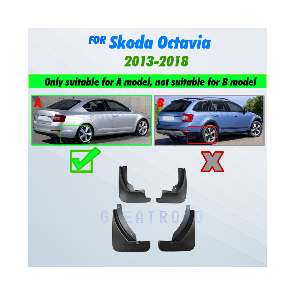 Set Molded Car Mud Flaps For Skoda Octavia A7 5E 2013-2018 Mudflaps Splash 9486291564475