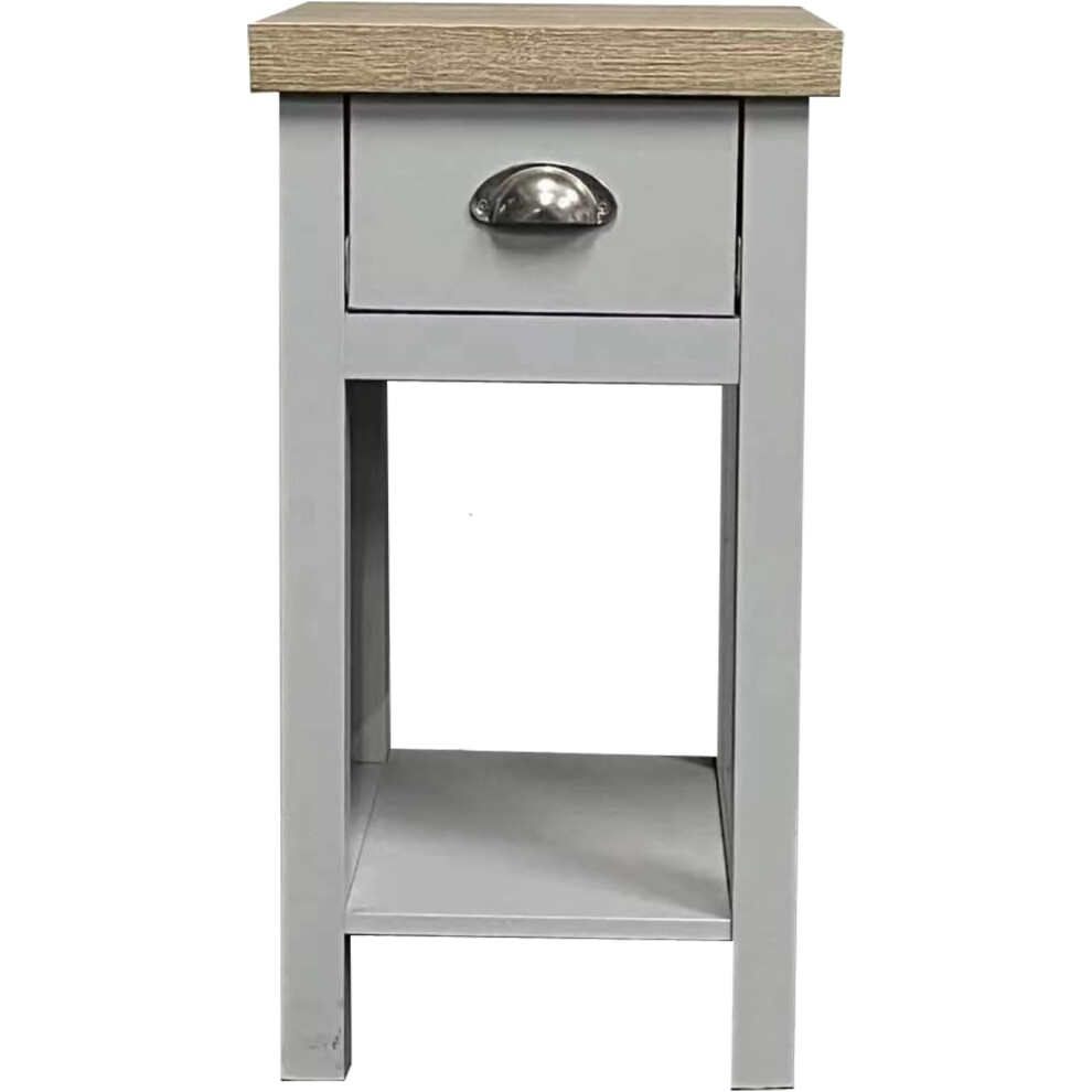 End Table with 1 Drawer Bedside Nightstand Bedroom Furniture-Oak& Grey