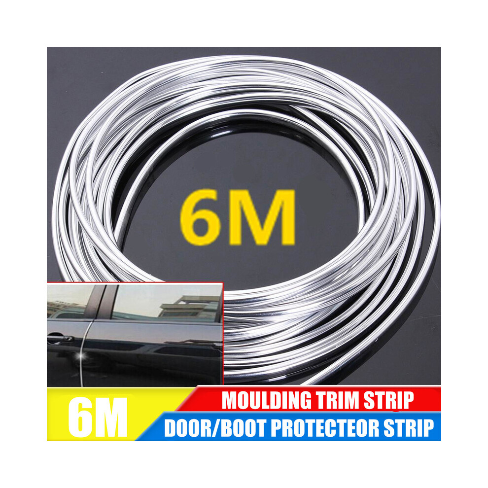 6M Car Door Chrome Moulding Trim Strip Edge Scratch Guard Protector Cover 9486291591525