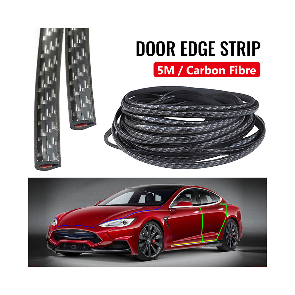 5M Carbon Fibre Car Door Anti Collision Strip Bumper Trim Edge Scratch 9486291591044