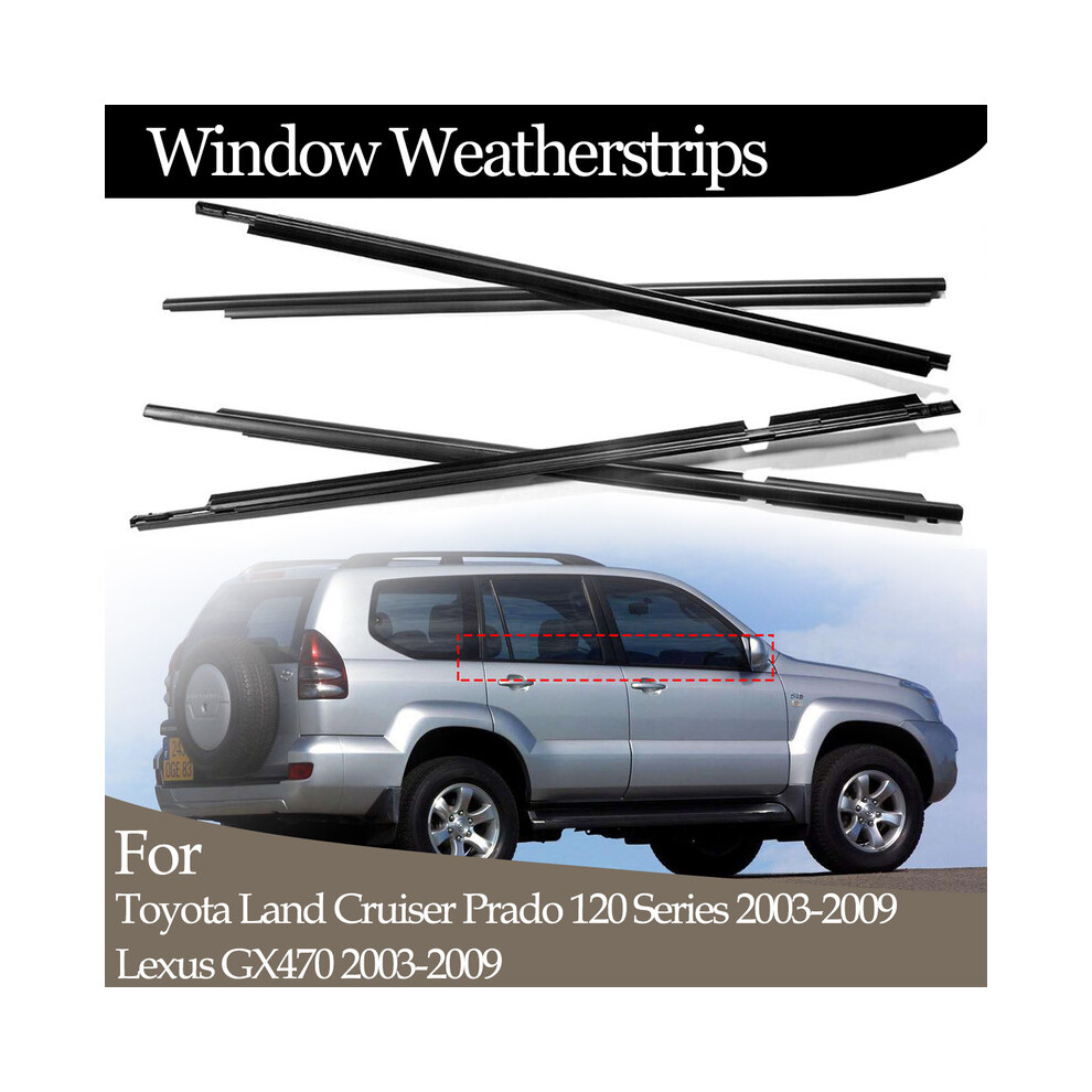4Pcs Car Outer Windows Rubber Weatherstrip For Toyota Land Cruiser Prado 9486291630422
