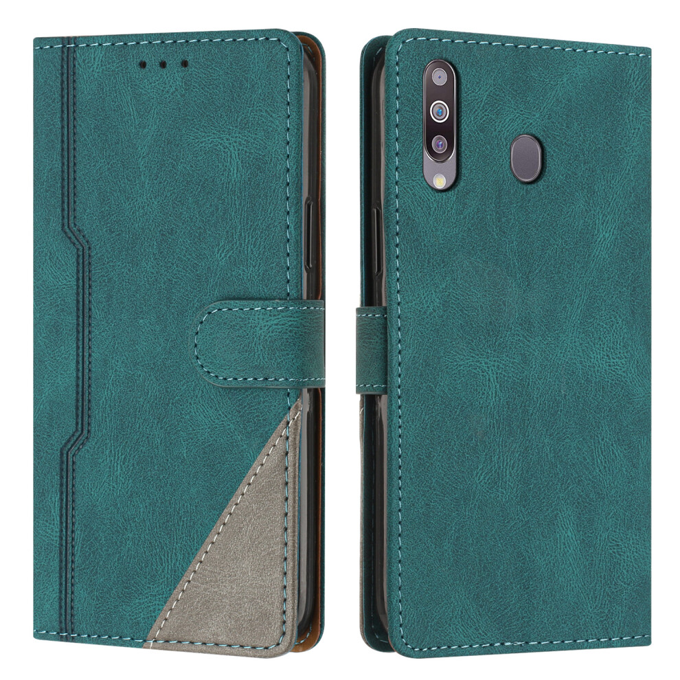 (For Samsung A20S, Green) Leather Magnetic Clasp Case with Flip Wallet Stand Function Cover for Samsung Galaxy