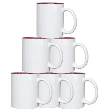 (White, 6PCS) Plain Sublimation Mug 2 Tone Heat Press Tea Coffee Cup