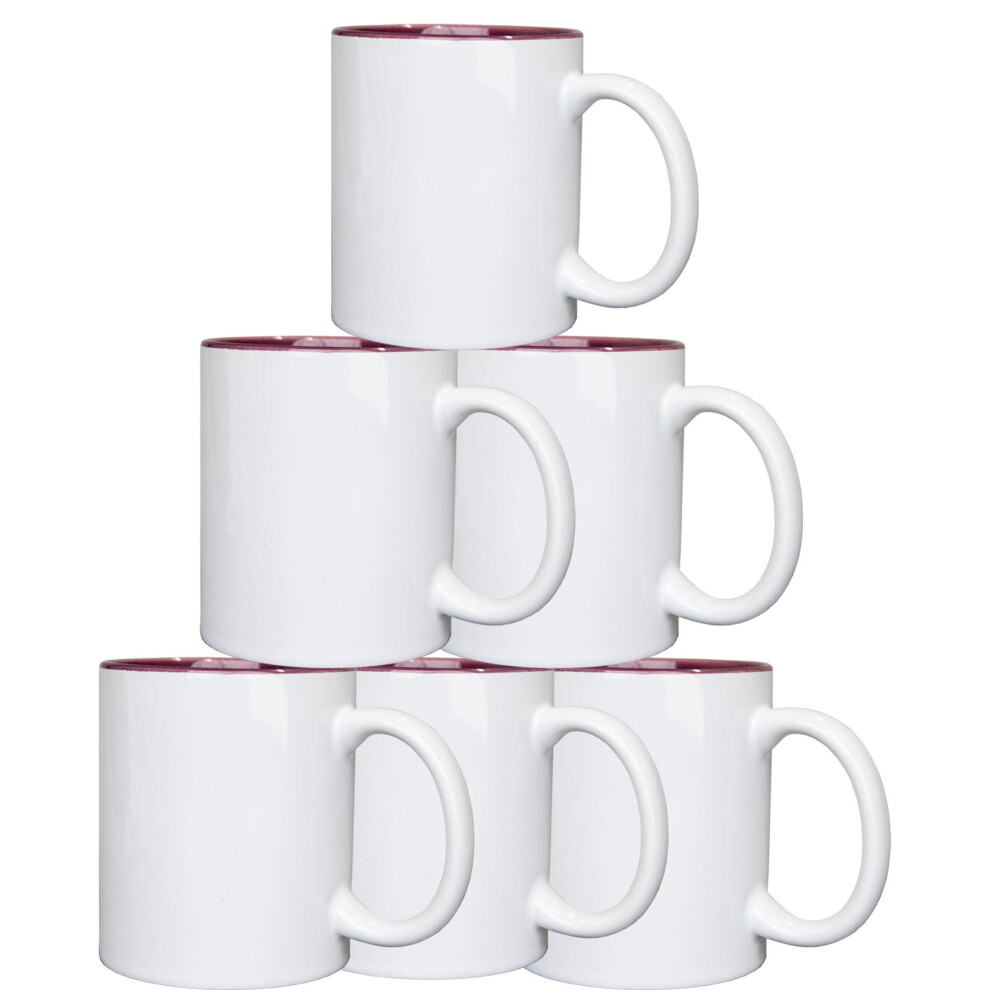 (White, 6PCS) Plain Sublimation Mug 2 Tone Heat Press Tea Coffee Cup
