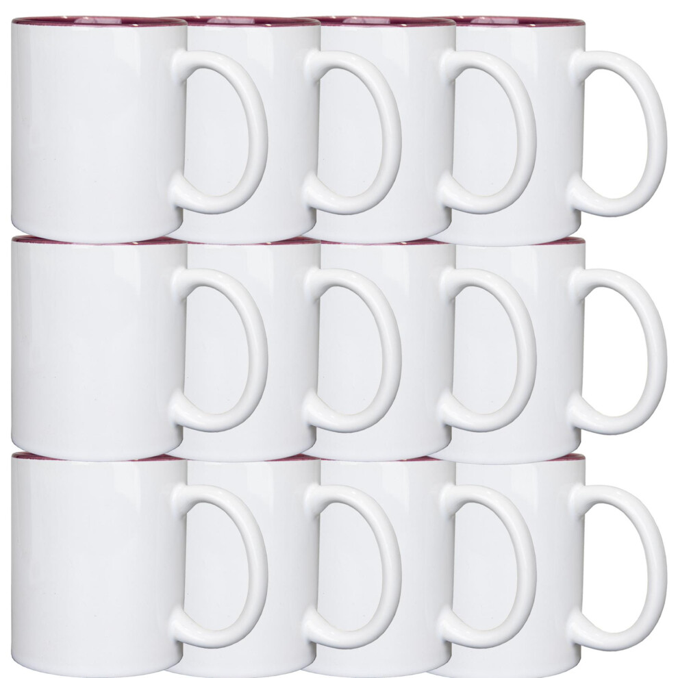 (White, 12PCS) Plain Sublimation Mug 2 Tone Heat Press Tea Coffee Cup