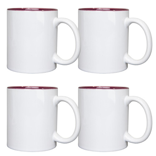 (White, 6PCS) Plain Sublimation Mug 2 Tone Heat Press Tea Coffee Cup 2