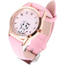 Ladies Watch, Cartoon Pattern Watch Luminous Quartz Watch Cute Cat Casual Leather Watch for Ladies Fashion Women