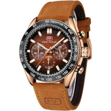 MINI FOCUS Men Watches Business Casual Wrist Watches (Multifunction/Waterproof/Luminous/Calendar) Genuine Leather Band Fashion Watch for Men