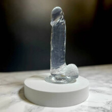 (Clear, M) Suction Cup Dildo Realistic Feel Sex Toy Anal 6 7 8 9 Inch Small Medium Large