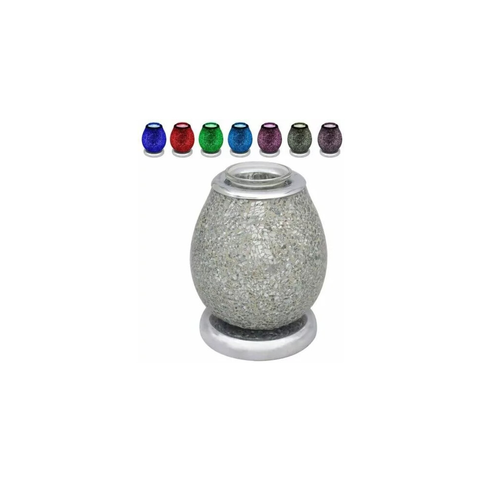 Silver Mosaic Electric Wax Melt Burner Aroma Lamp Light - COLOUR CHANGING