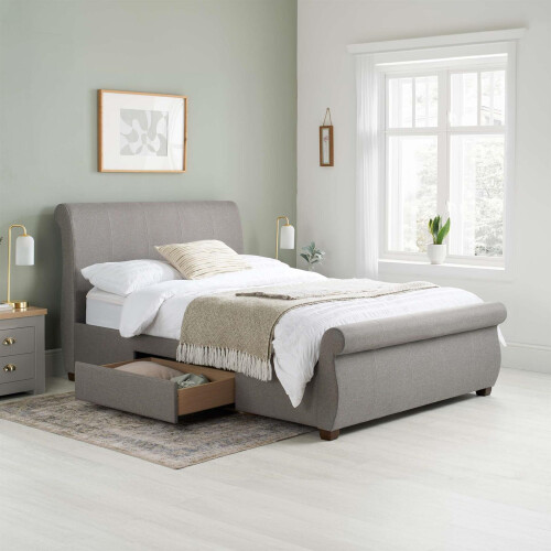 Birlea Kingsize Storage Bed Grey Birlea Lancaster 5FT Frame 150cm Drawer Velvet