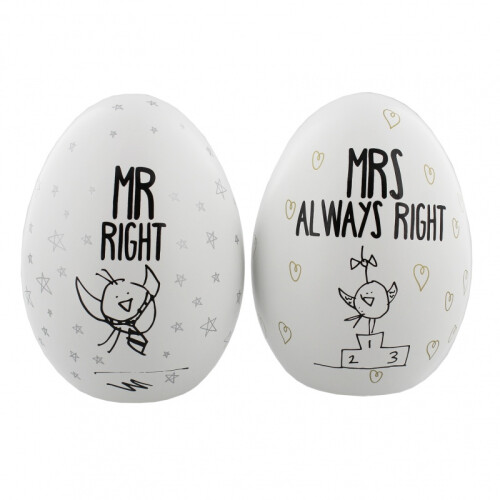 WIDDOP and Co. Eggcellent Pair Nest Eggs 'Mr Right & Mrs Always Right'