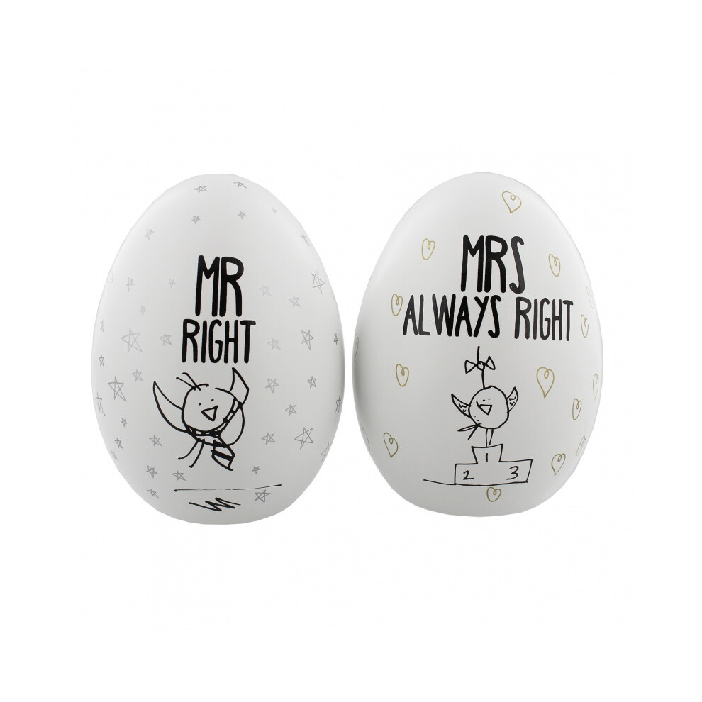 Eggcellent Pair Nest Eggs 'Mr Right & Mrs Always Right'