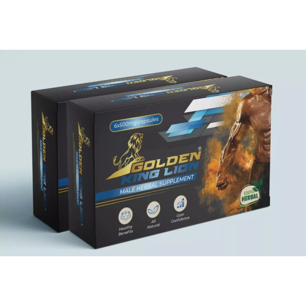 12x Golden King Lion 500mg HERBAL MALE FOOD SUPPLEMENT CAPSULE FOR MEN