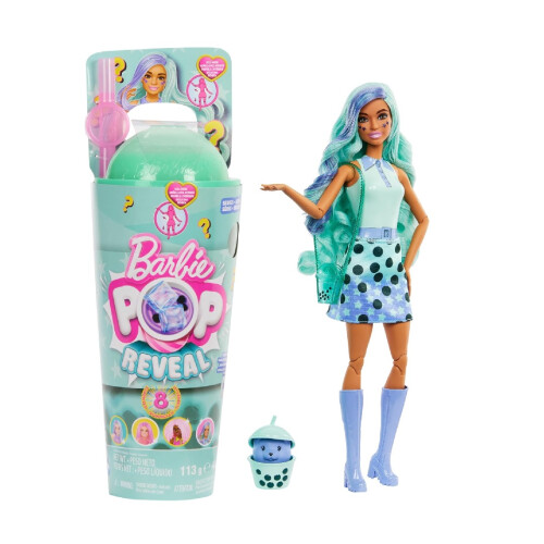 Barbie Poup   e Barbie Pop Reveal Bubble Tea Series au th    vert et accessoires 1