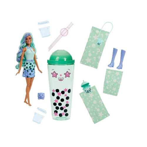 Barbie Poup   e Barbie Pop Reveal Bubble Tea Series au th    vert et accessoires 2