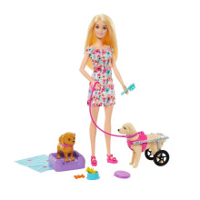 Barbie Walk and Wheel Play set Doll with 2 Toy Dogs & Accessories