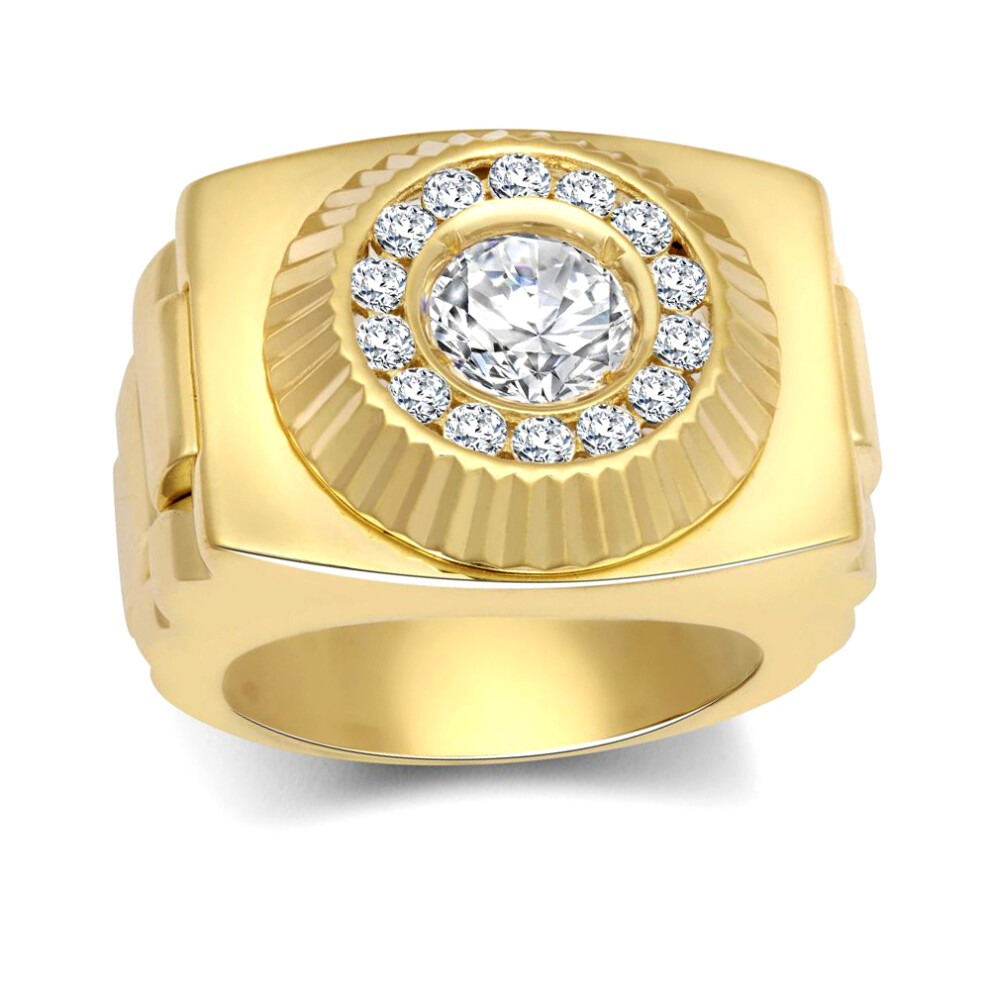 (V) Jewelco London 925 Silver Gold Plated Watch Bracelet Ring - ARN168-GP