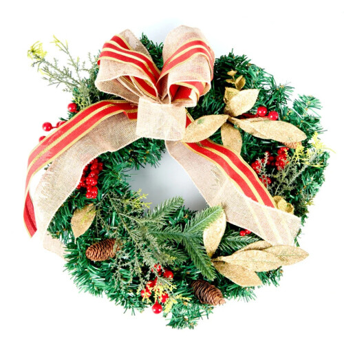 40cm Artificial Christmas Tree Cones & Berries + Stand - Festive Decor