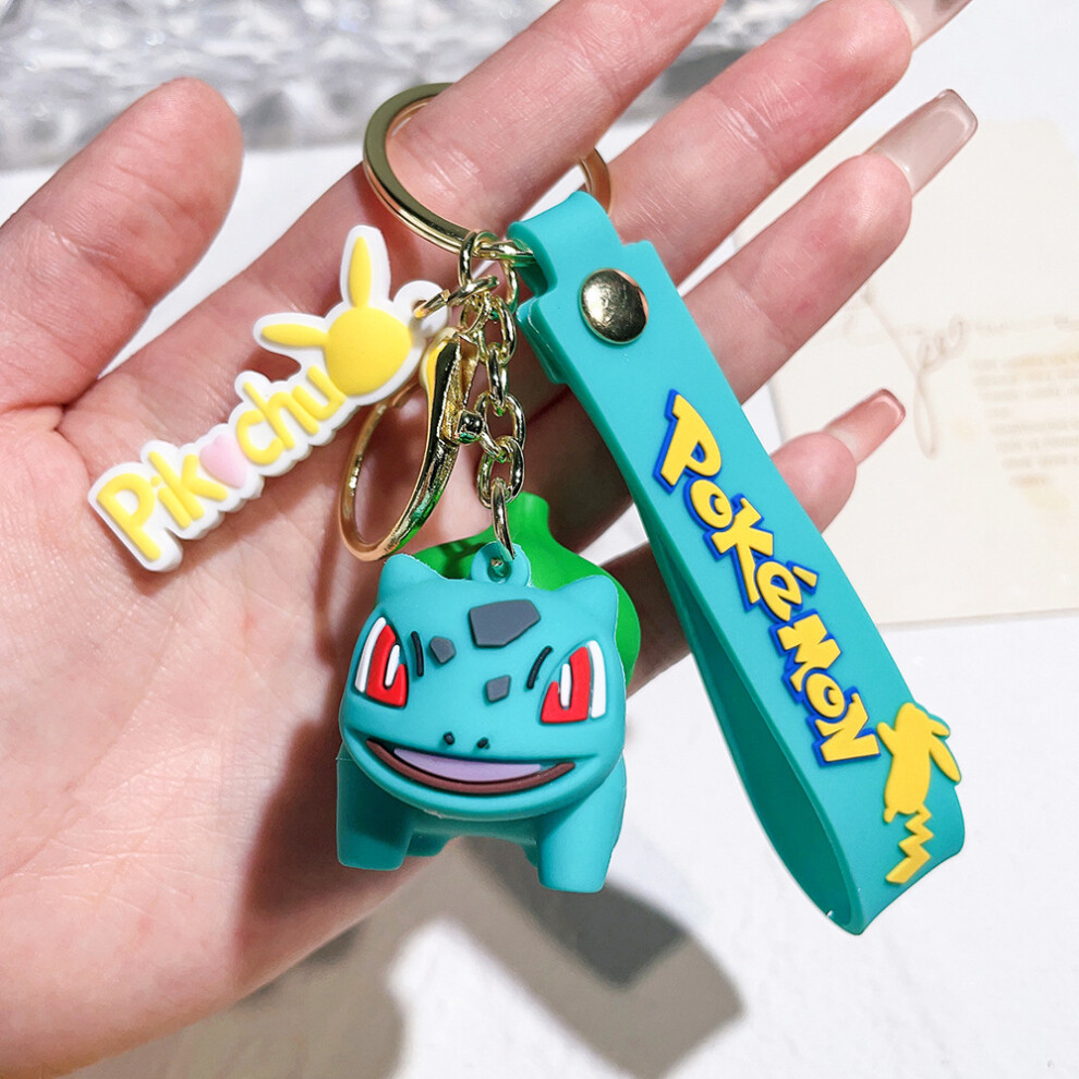 (Bulbasaur) 2024 Pokmon Keychain Set Pikachu Psyduck Squirtle Silicone Adorable Charms