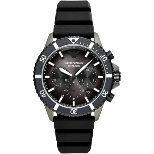 Armani Emporio Armani AR11515 Diver μαύρο σιλικόνης ανδρικό ρολόι χρονογράφου 1