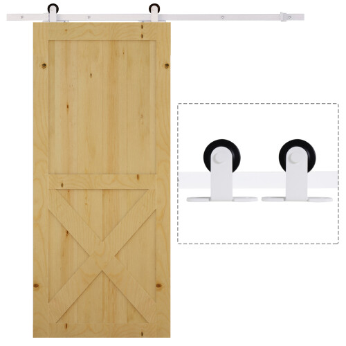 Homcom HOMCOM 6FT Steel Sliding Barn Door Hardware Track Kit Rail Roller Track System 2