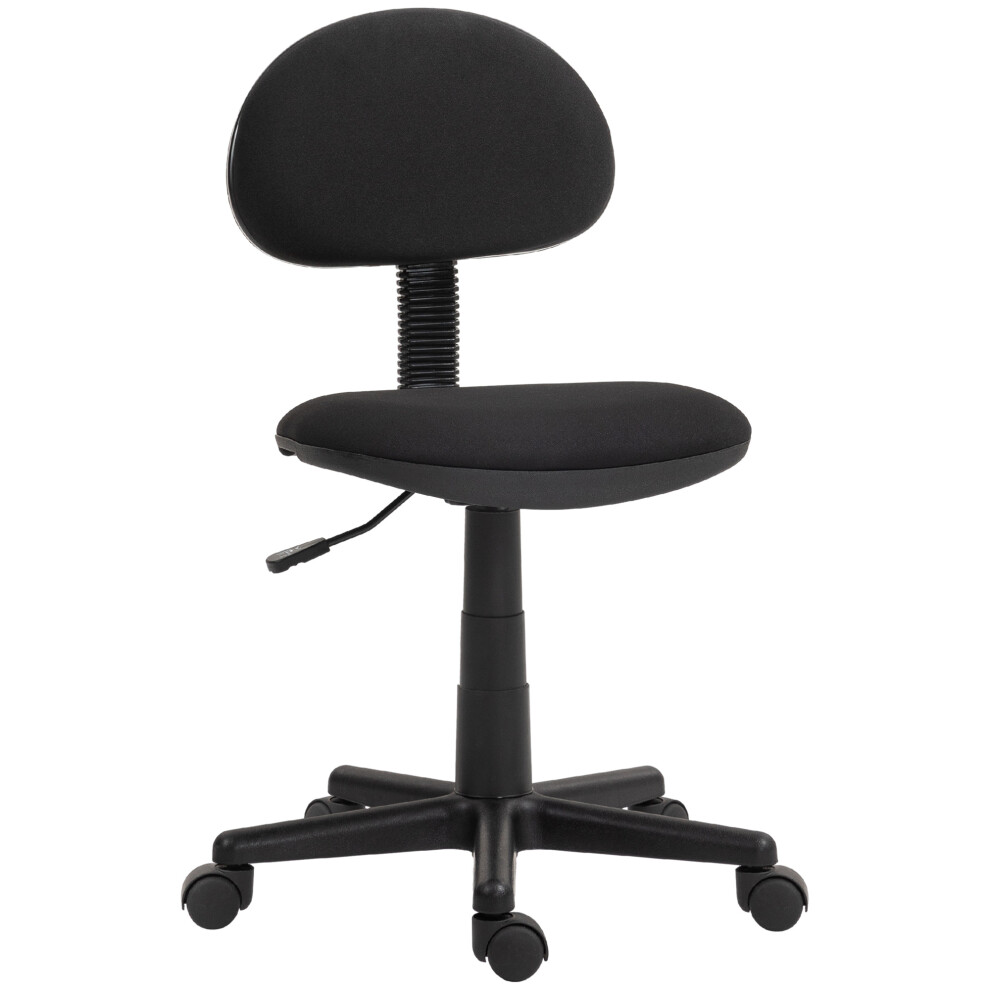 Armless Office Chair With Adjustable Height 360° Swivel Wheels Black