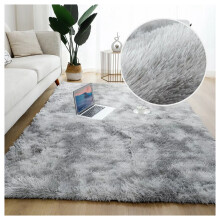 (120x170) Silver Shaggy Rugs For Living Room Soft Carpet Mat
