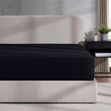 (Black, King) Luxury Fitted Sheet Single Double King Bed Sheets