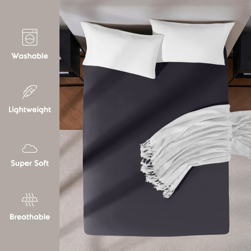 (Charcoal, Super King) Luxury Fitted Sheet Single Double King Bed Sheets-image-OPC-P98CCD9-NEW